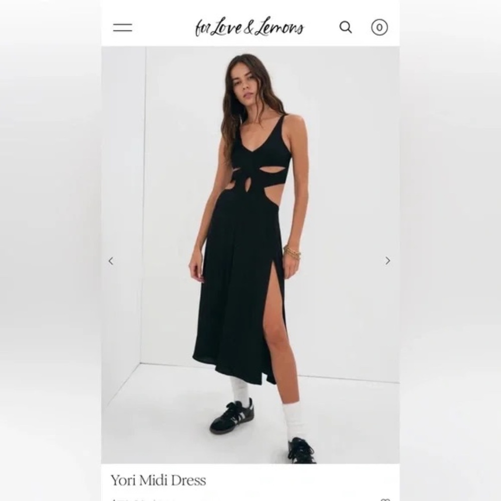 For Love & Lemons Yori Midi Dress in Black
